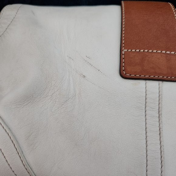 Coach SoHo Leather Handbag & matching Coach SoHo Wallet White Ivory & Tan Brown - Picture 7 of 14